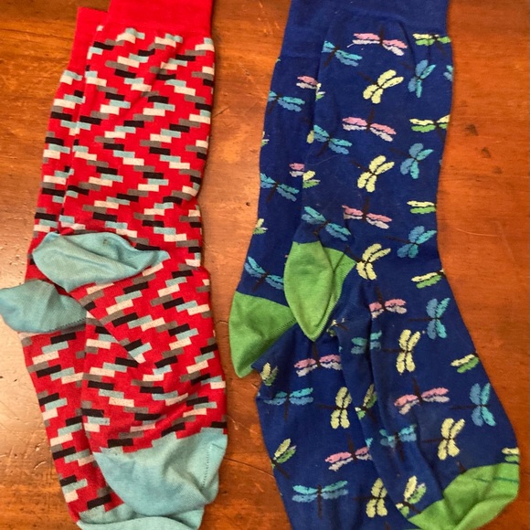 Jared Lang Italian bright cotton socks modern graphic patterns contrast heel - Picture 4 of 4